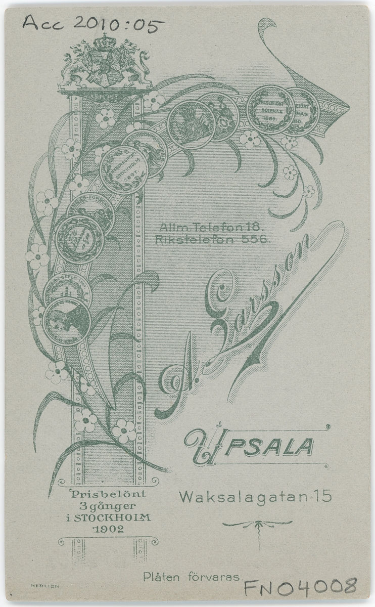 Kabinettsfotografi - kvinna, Uppsala 1904