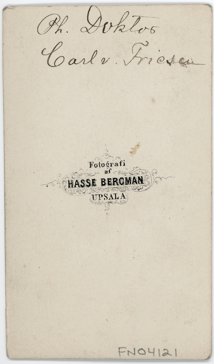 Kabinettsfotografi - Carl von Frisen, Uppsala 1860-tal