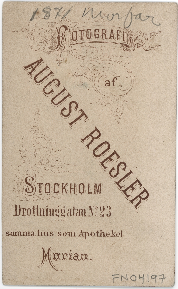 Kabinettsfotografi - Herman Bauman, Uppsala 1871