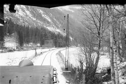 Jernbanesporet ved Bruflåt, sett fra lokomotiv Rjukanbanen.