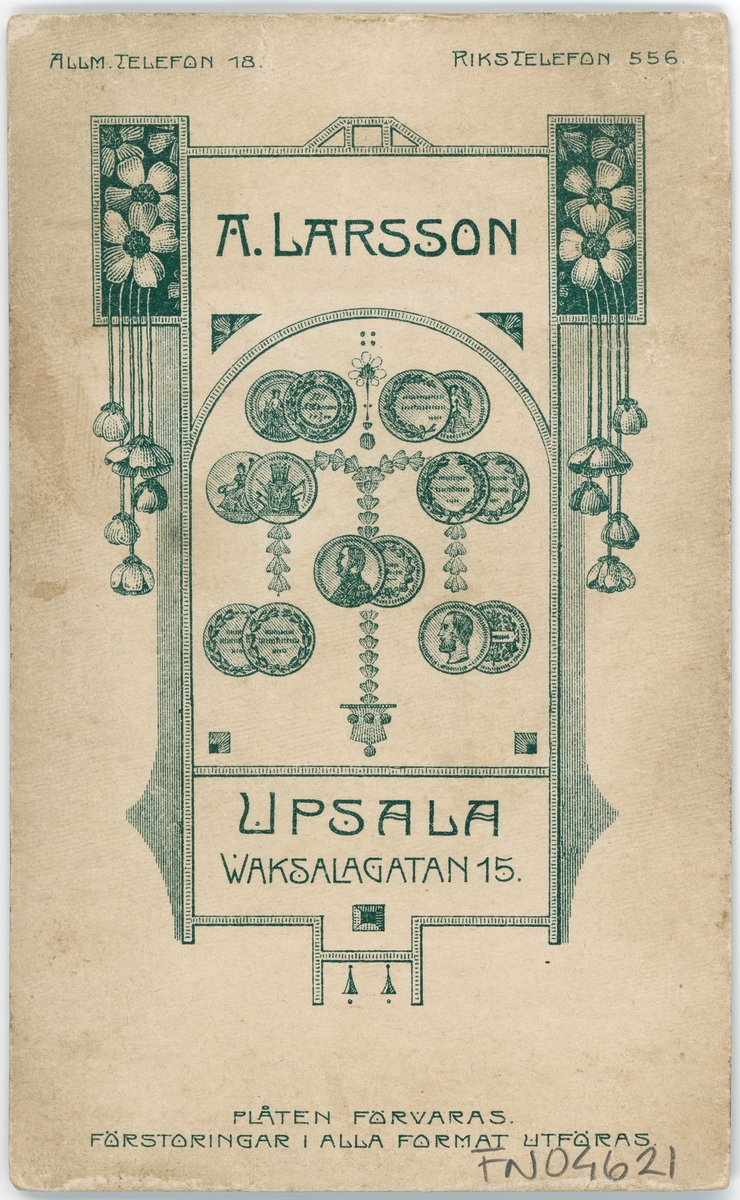 Kabinettsfotografi - "lillebror", Uppsala 1910