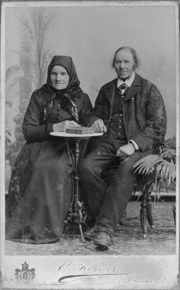 Portrett av Anna Birgitte Espeland (f. Stongaland) og Sigve Osmundsson Espeland, ca. 1895.