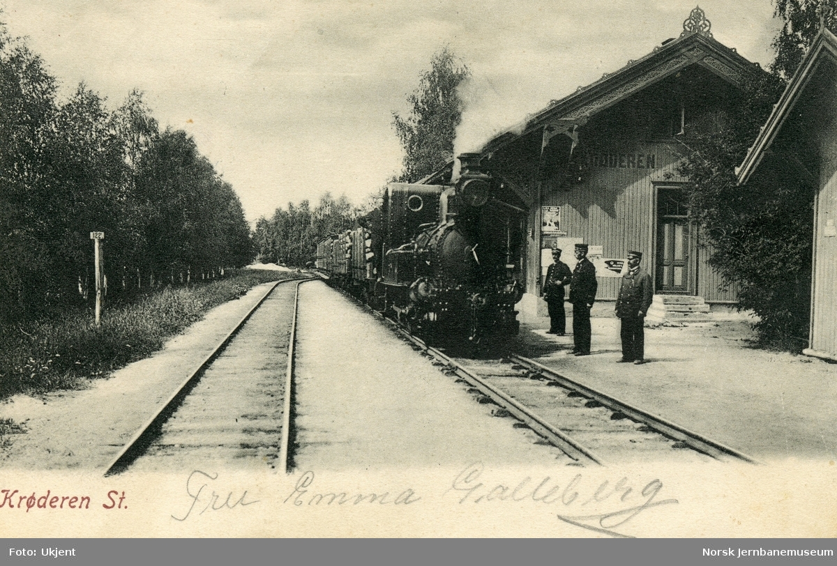 Damplokomotiv type IV med tømmertog på Krøderen stasjon