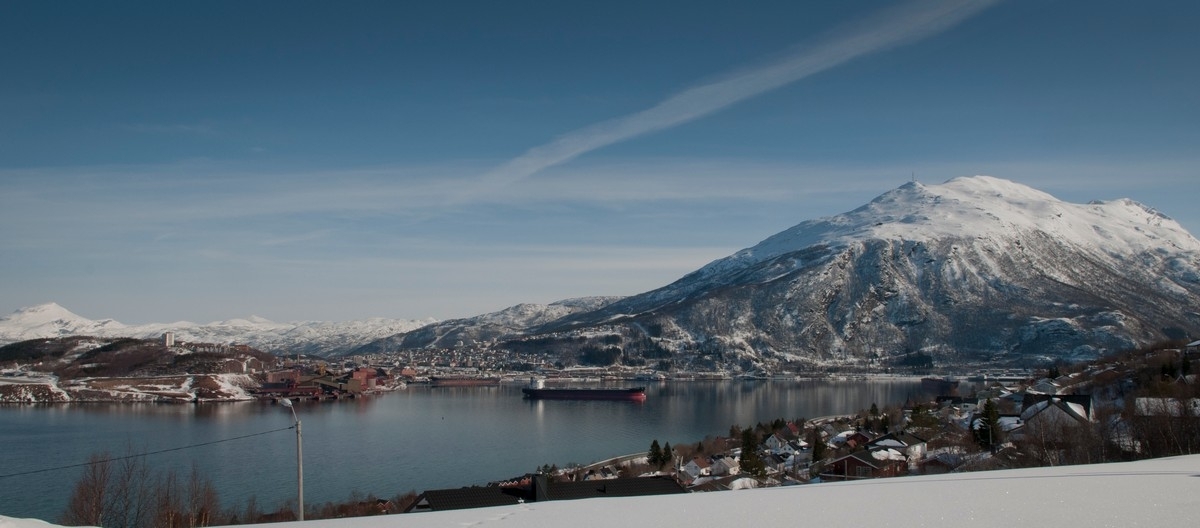 Narvik. I slutten av mars 2011 fikk LKAB feil på sin utlaster ved kai 5. Det ble etter hvert nokså fullt av båter på havna og fjorden.Foto fra Ankenes.