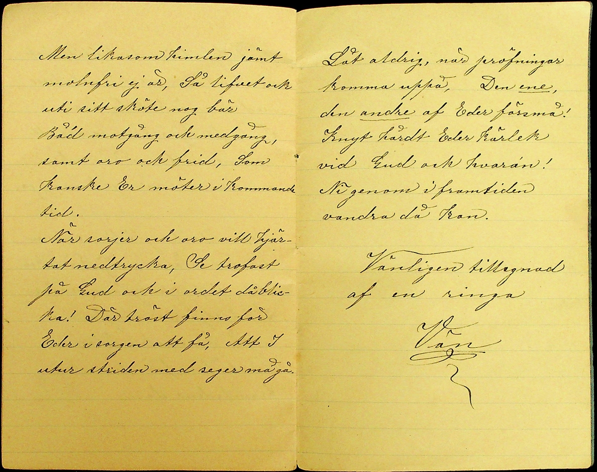 Tal på Erik Hane och Kerstin Matsdotters bröllopsdag den 21 mars 1894. Undertecknat ´en ringa vän.´