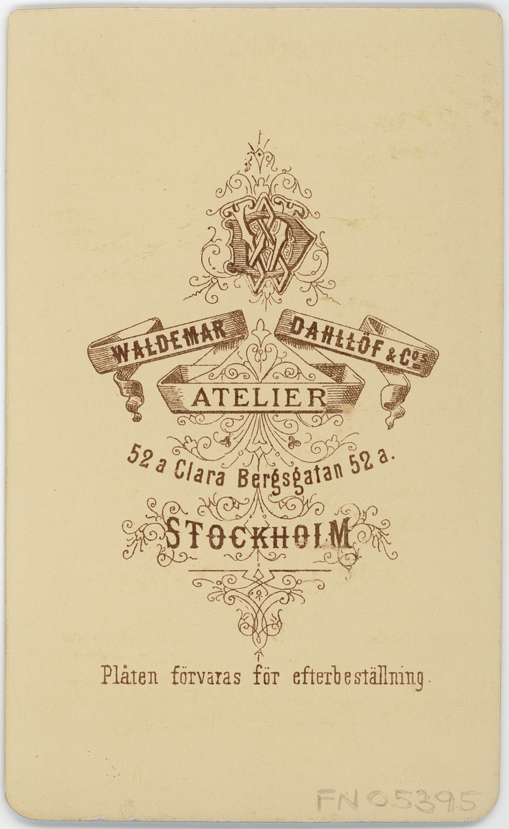 Kabinettsfotografi - medicine kandidat Carl August Florén, Stockholm 1882