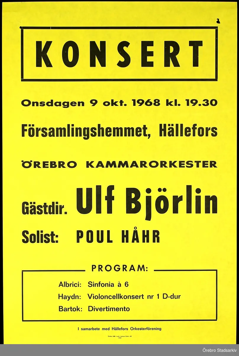 Solist Poul Håhr, Dirigent Ulf Björlin