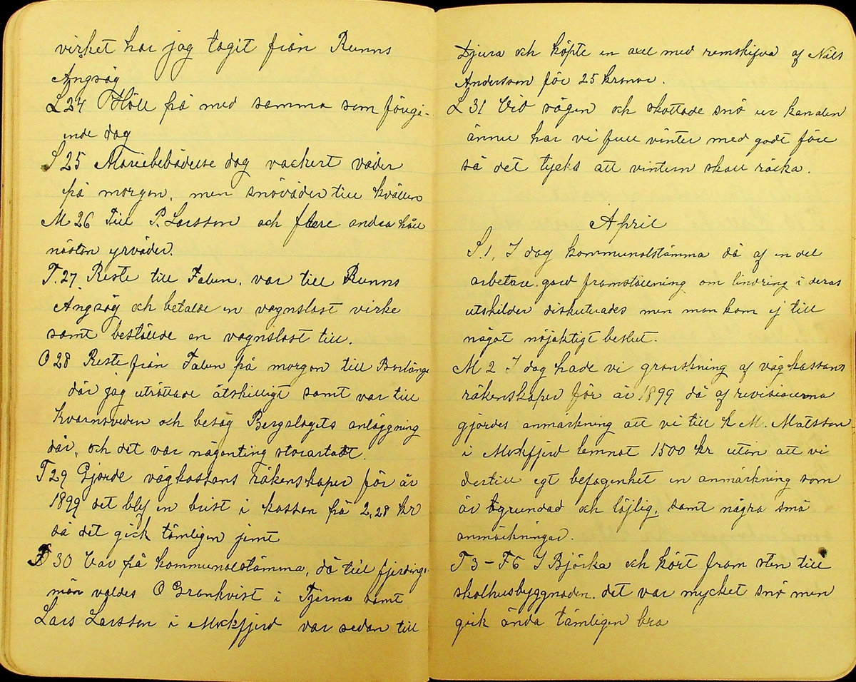 Dagbok skriven av Erik Hane, Norra Gröntuv, Tallbacken, under åren 1897-1900.
Innehåller anteckningar om bl.a. jordbruk och skogsarbete, väder, värnplikt, diverse händelser i samhället och resor.