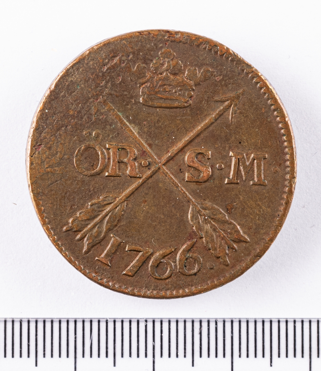 Mynt, Sverige, 2 öre, 1766.