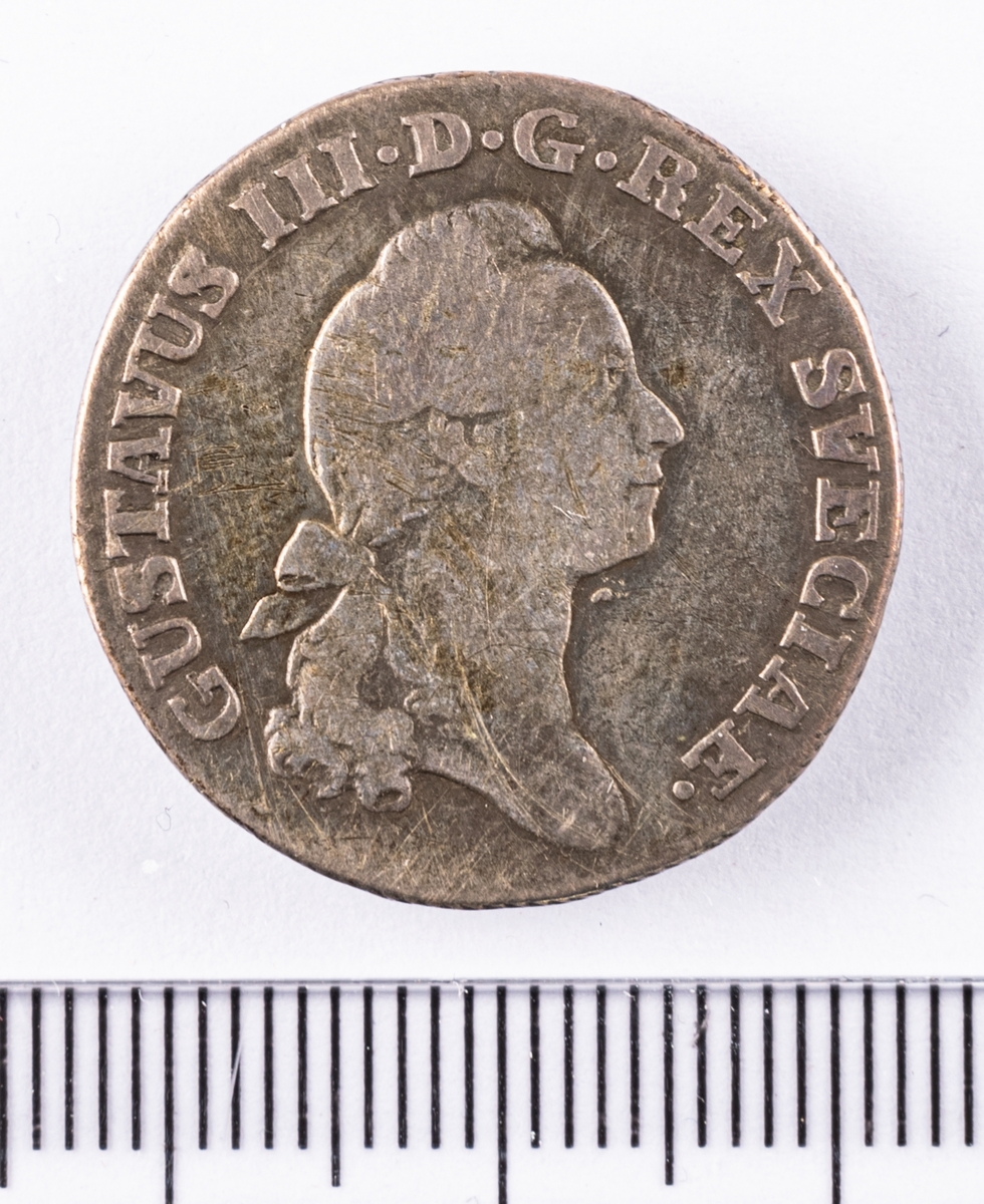Mynt, Sverige, 1/6 riksdaler, 16 öre s.m, 1778.