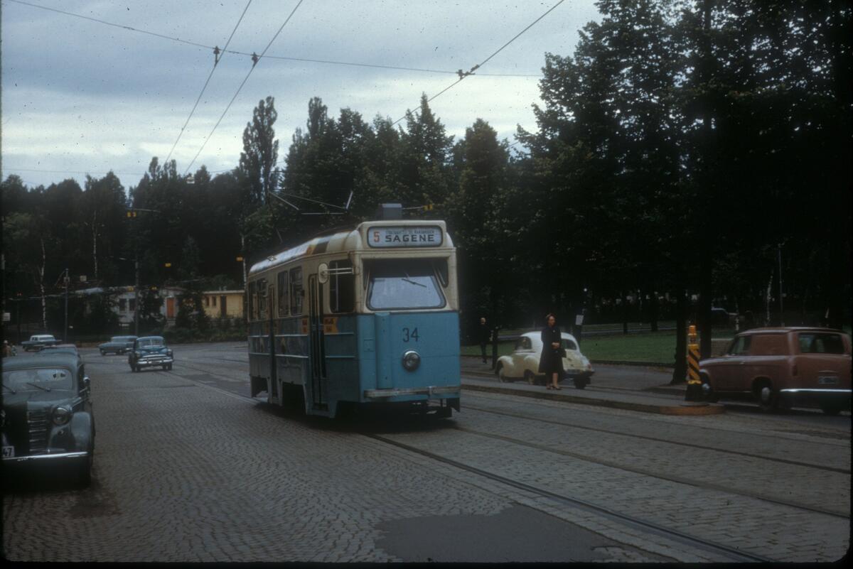 Oslo Sporveier, MO nr. 34, linje 5 Sagene. Kierschows gate.