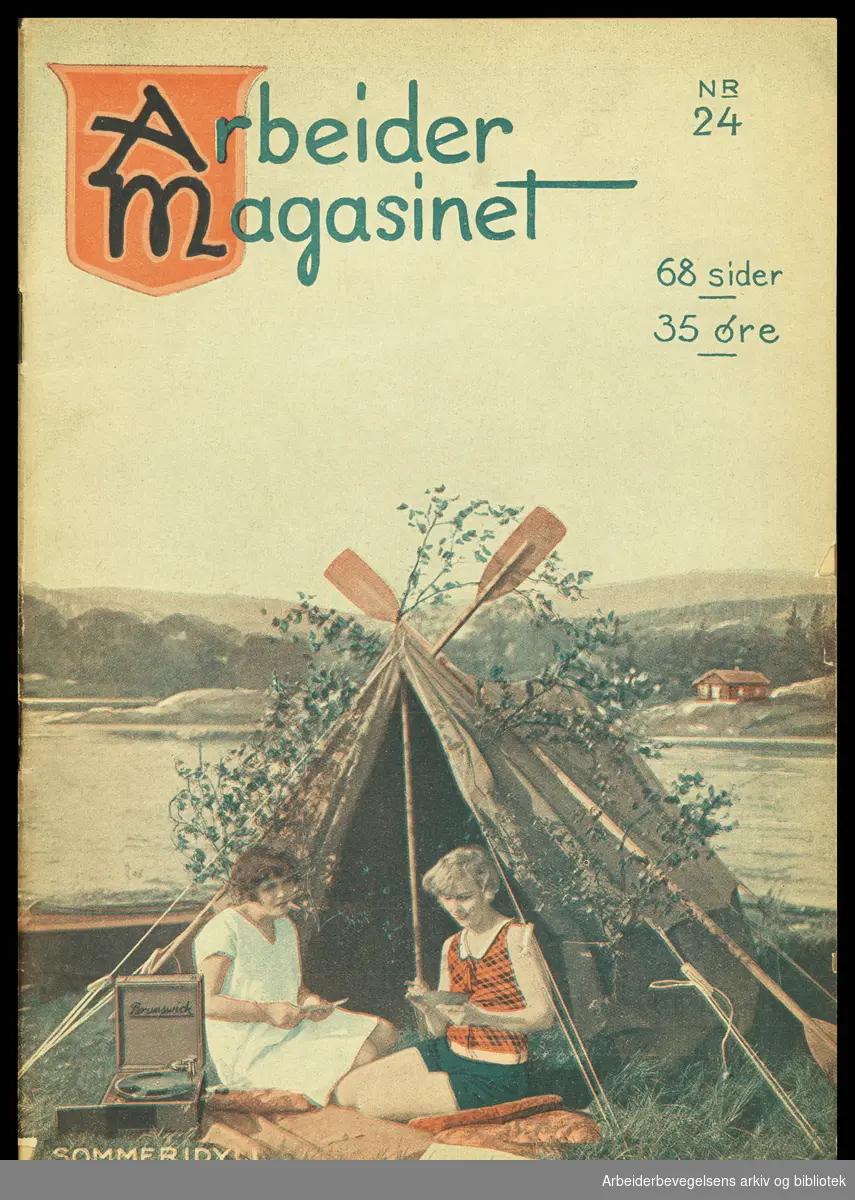 Arbeidermagasinet - Magasinet for alle. Forside. Nr. 24. 15 juni 1929. Sommeridyll. Ukjent fotograf.