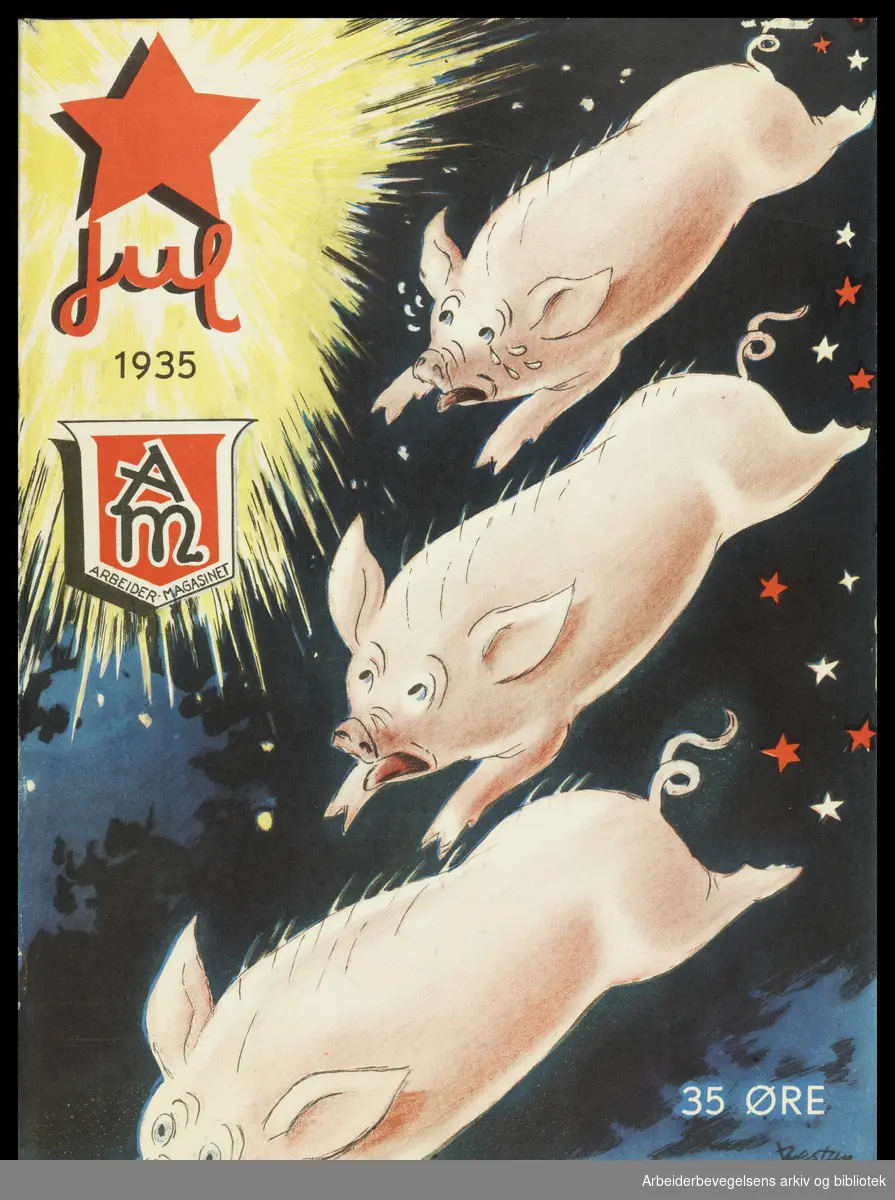 Arbeidermagasinet - Magasinet for alle. Forside. Nr. 51. 1935. Illustrasjon: Bjarne Restan.