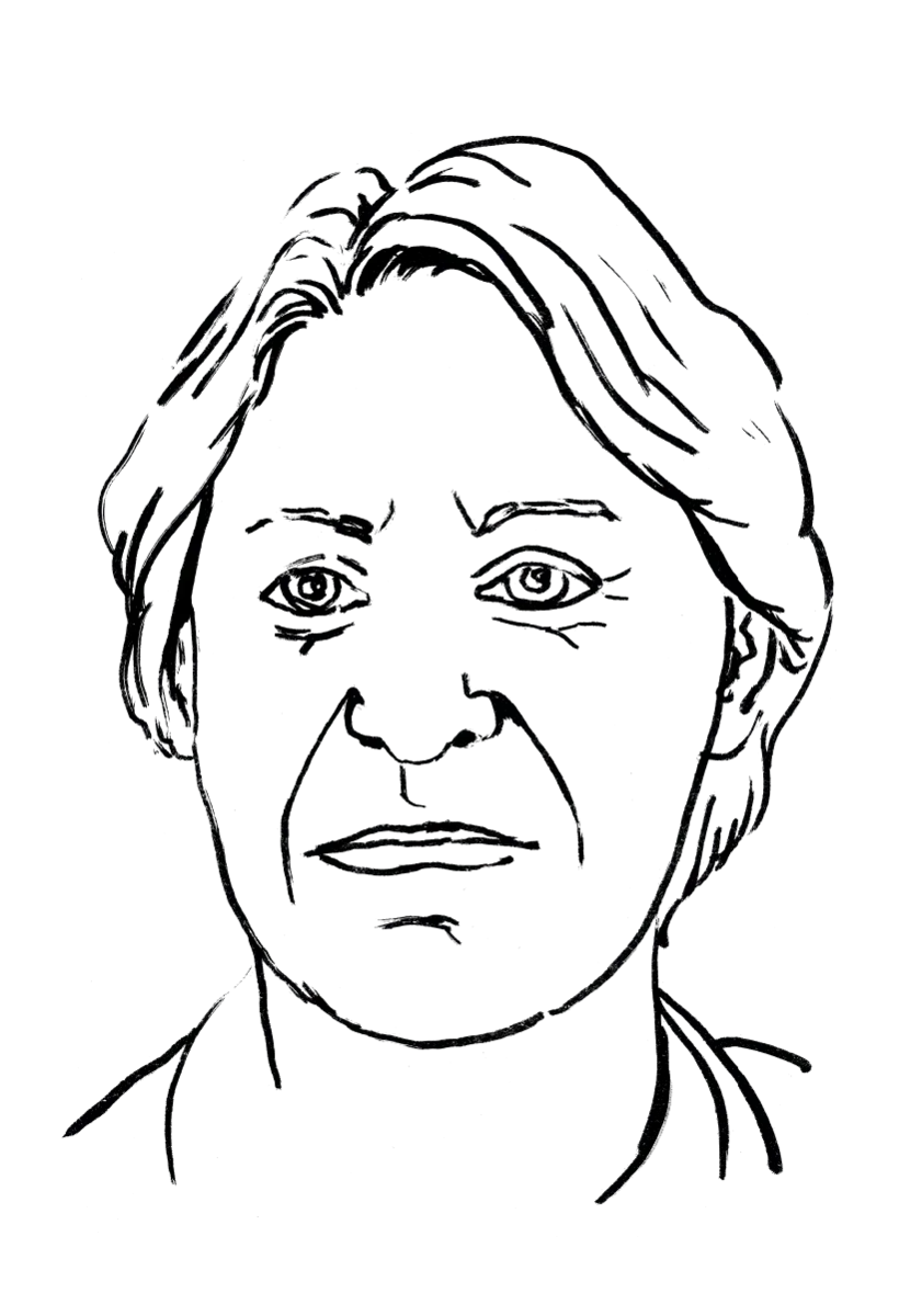 Drawing illustrating a woman.