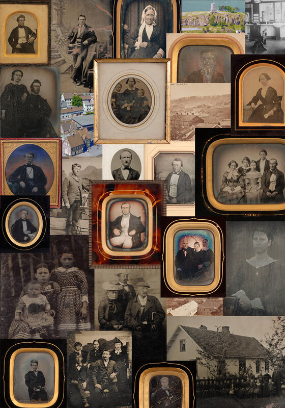 Collage av fotografier fra Vestfoldmuseenes fotosamlinger. Denne ble laget til ferdigstillingen av FODAK-rapporten med overskriften "Millioner av øyeblikk" (Foto/Photo)
