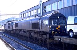 Elektrisk lokomotiv El 14 2177 og diesellokomotiv CD 66 403 