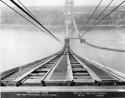 Hudson River Bridge. Main span footbridges from N.Y. tower