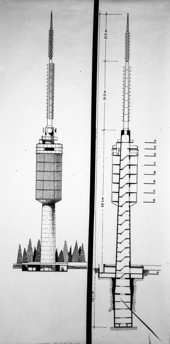 Byggingen av Tryvannstårnet i Oslo