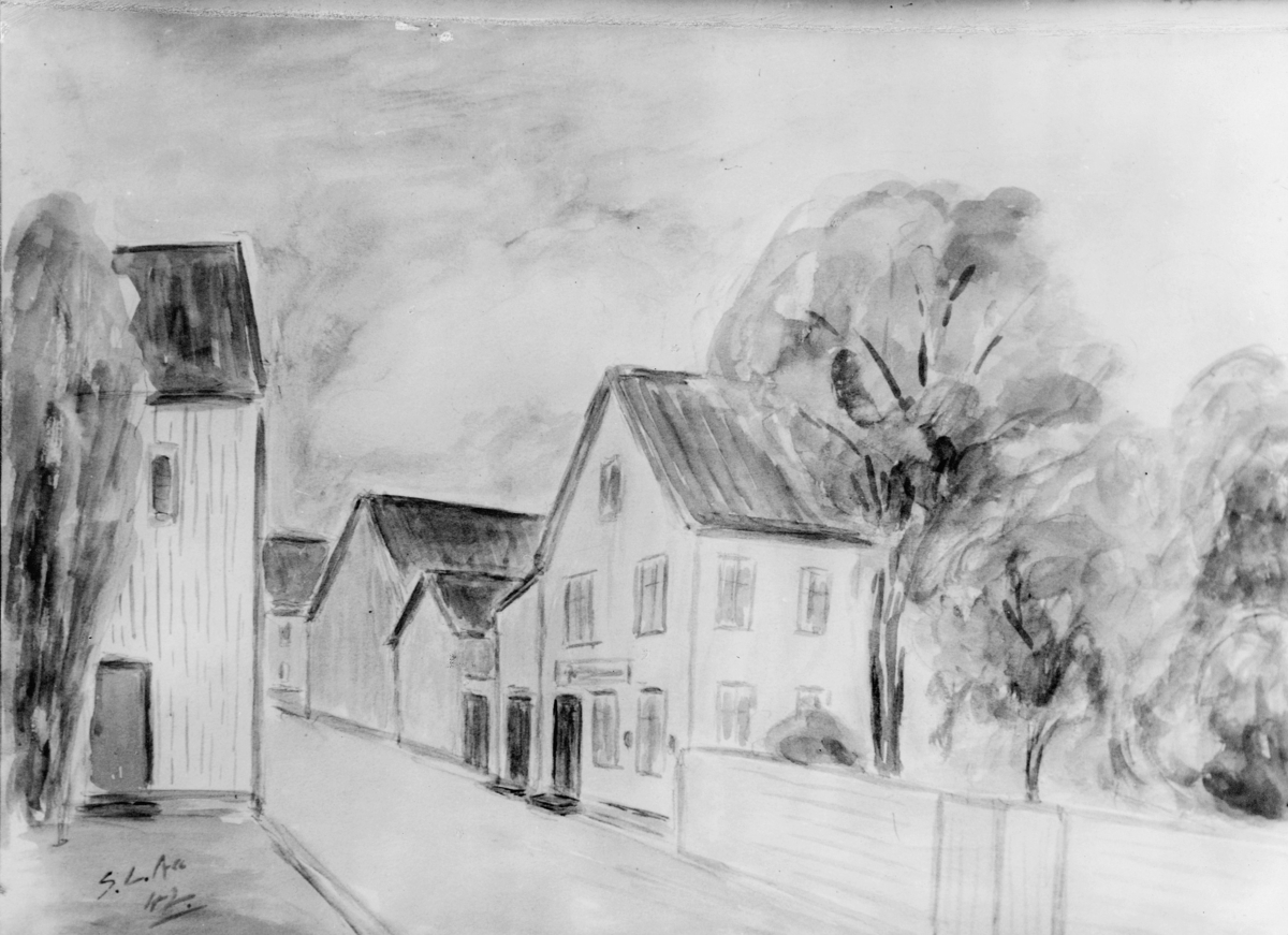 tegning, Flekkefjord, postkontor