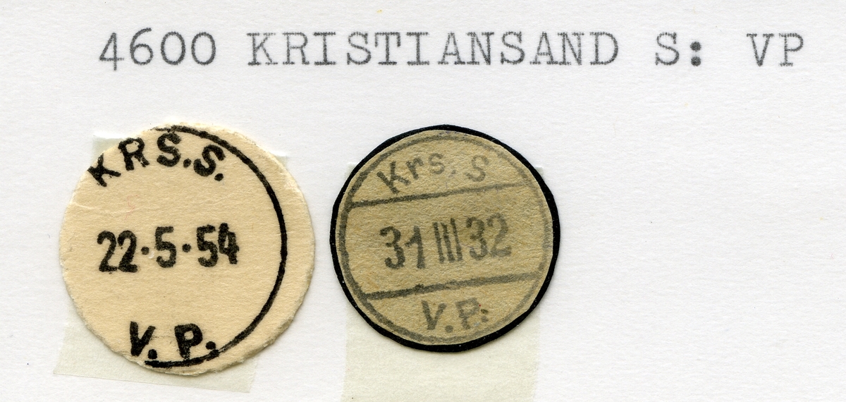 Stempelkatalog  4600 Kristiansand, Vest-Agder