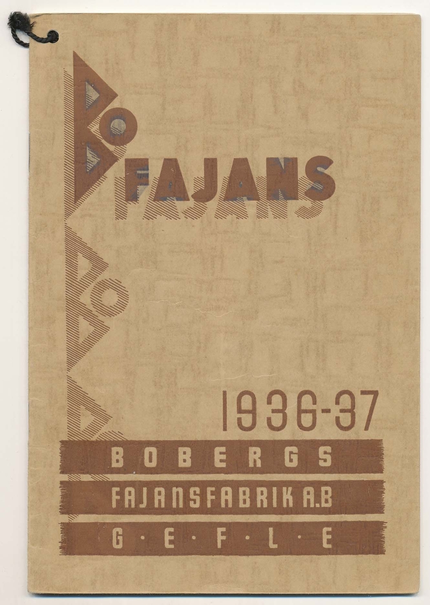 Priskurant från Bo Fajans 1936 - 1937.