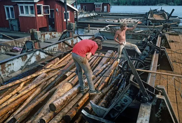 Arbeid I Ei Av Mosemaskinene Ved Glennetangen Lense I Nedre Glomma ...