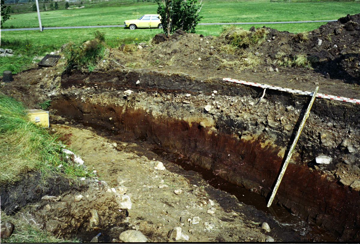 Utgravning av steinalderboplass på Stølen under Longva, Haram, Møre og Romsdal, juli 1980.