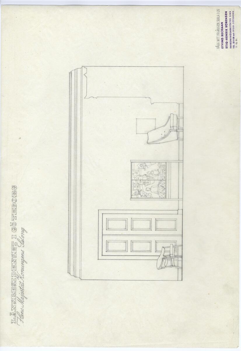 28 st skisser för Stadsbiblioteket, Enköping 1946. 11 st skisser och ritningar för olika företag. 22 st skisser till nationalkassa, kårhus, länsresidenset i Göteborg, mfl.