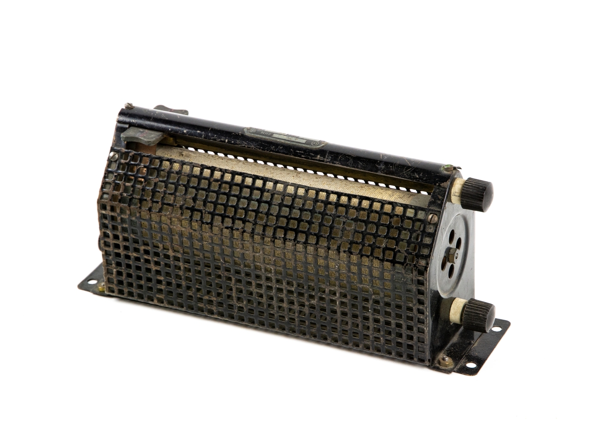 Skjutmotstånd. Trådlindad keramisk resistor 5,6 A 400 ohm,  tillverkad i sverige Ohma.