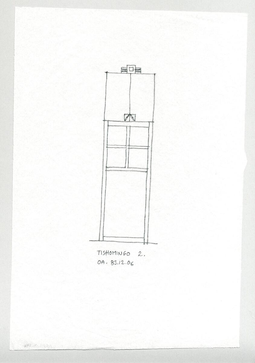 Fem varianter av ett kabinettskåp med postmodernistisk drag