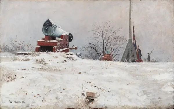 Kongen, motiv fra Akershus [Maleri]