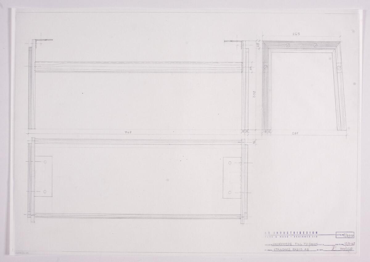 Tv-bänk [ritning] - Designarkivet / DigitaltMuseum