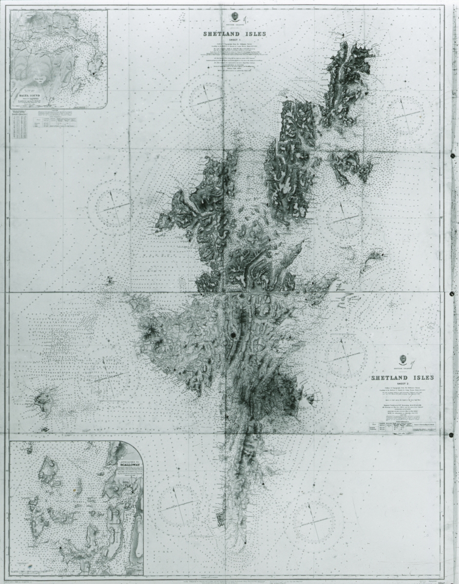 Fotografi från expedition till Spetsbergen. Karta över Shetlandsöarna.