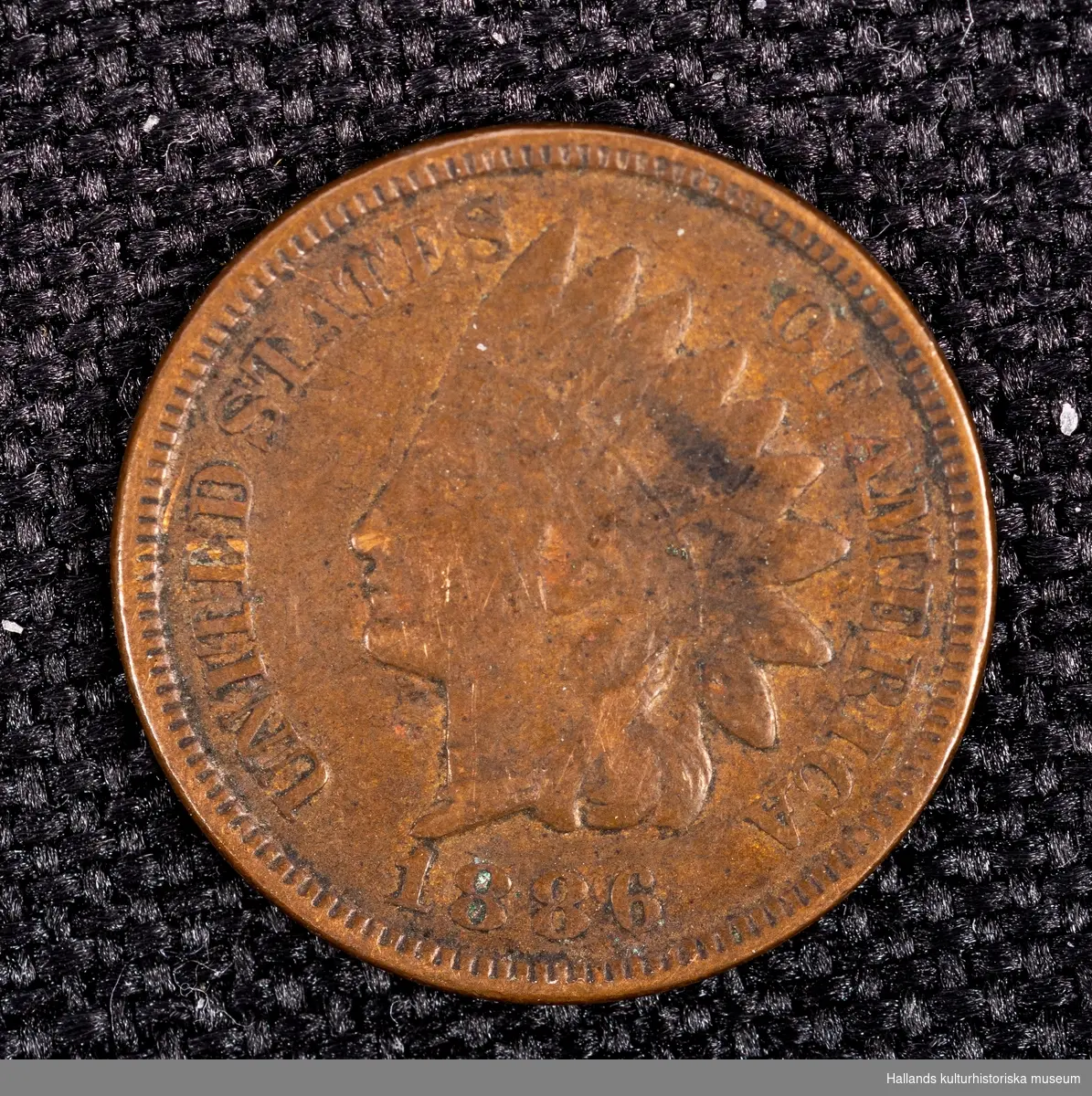 Amerikanskt (USA) mynt, 1 Cent, 1886. 