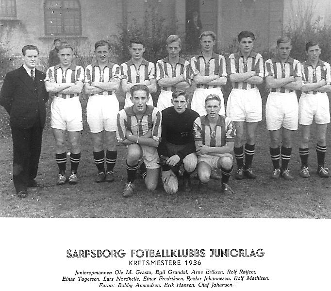 Sarpsborg fotballklubbs juniorlag. Kretsmestere 1936