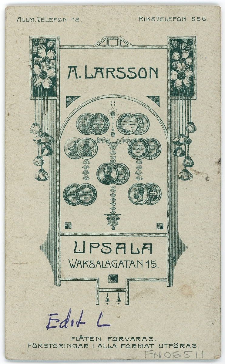 Kabinettsfotografi - Edit L, Uppsala 1911