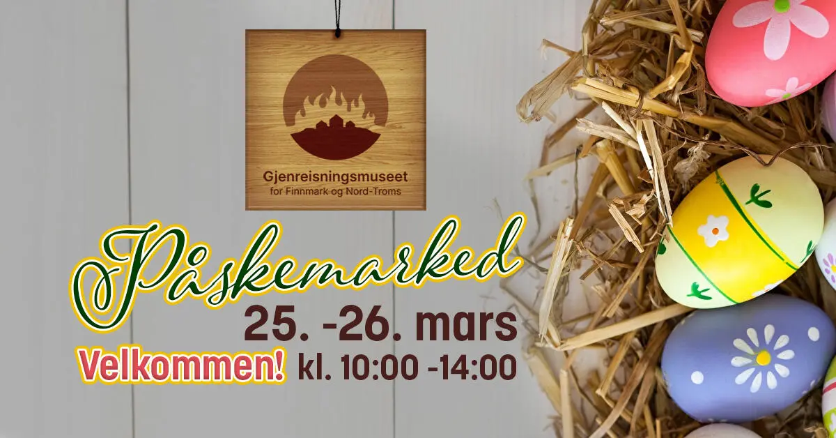Påskeegg, annonse for påskemarked ved Gjenreisningsmuseet