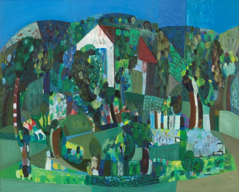 Hus i landskap [Maleri]