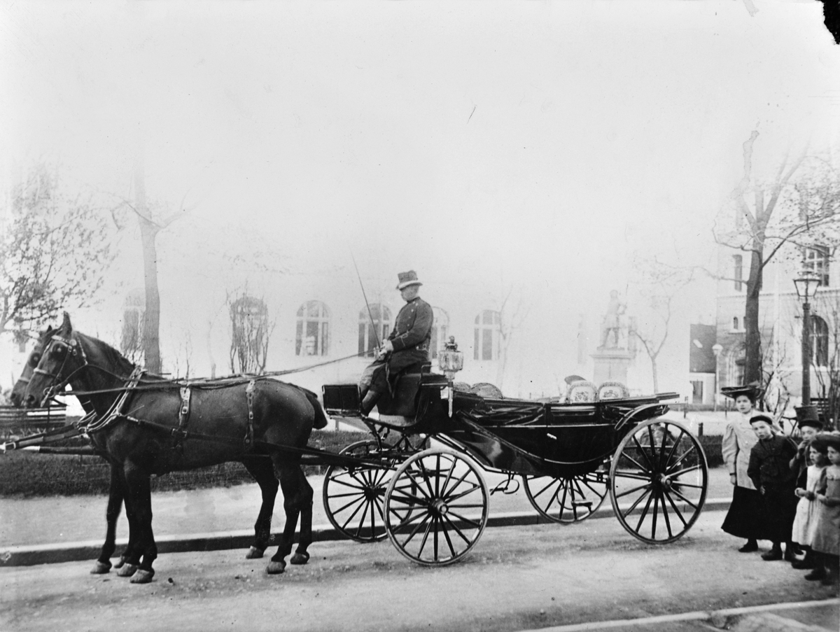 Hest med vogn ved Tordenskioldsparken.