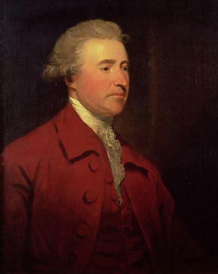 Maleriportrett av en mann med rød jakke og høyt hårfeste