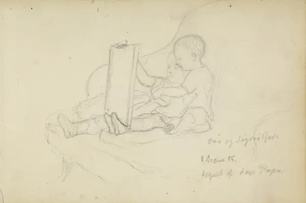Sigrid og Ove Gude. 1855 [Tegning]