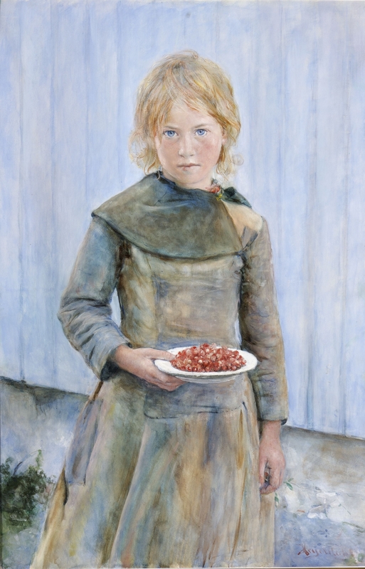 Jordbærpiken [Akvarell]