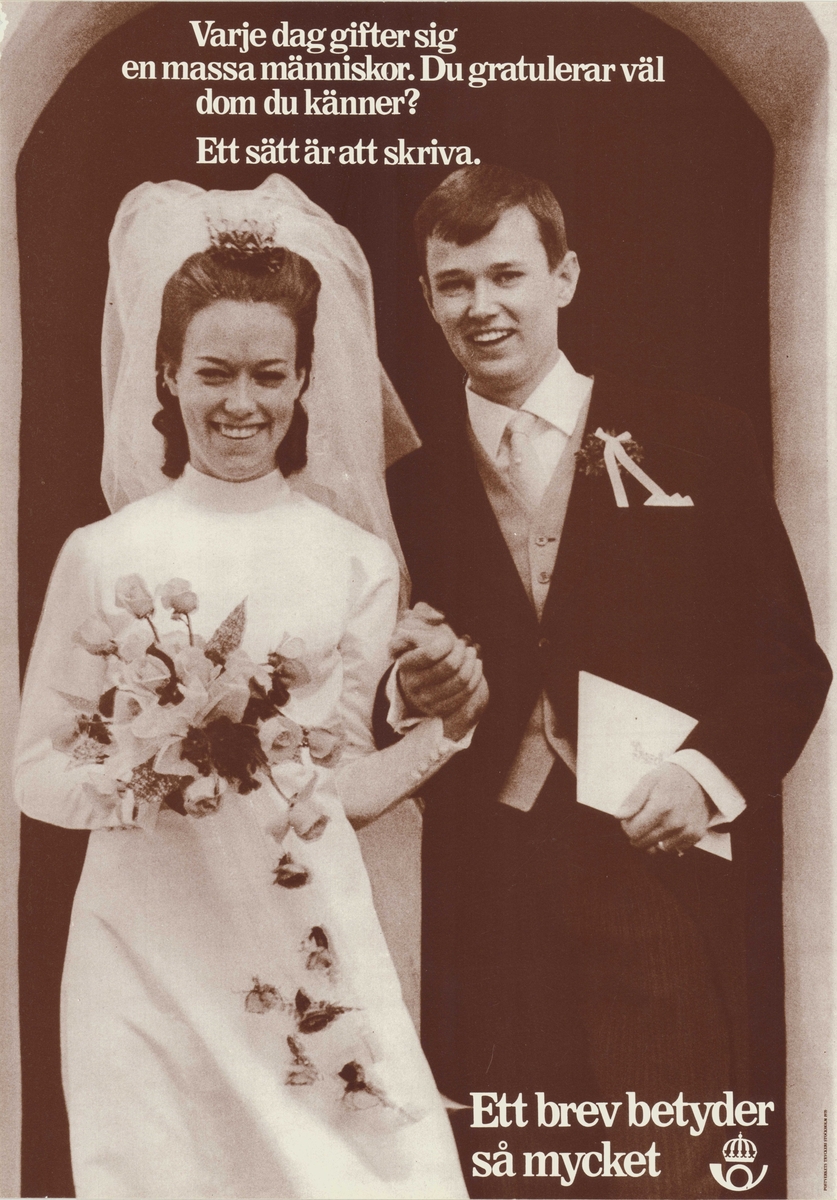 Fotografi av ett bröllopspar; bestående av en kvinna och en man.