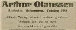 Reklame fra 1925 hvor man kan se landhandelens brede utvalg. Akershus Arbeiderblad den 02.04.1925. Nasjonalbiblioteket.