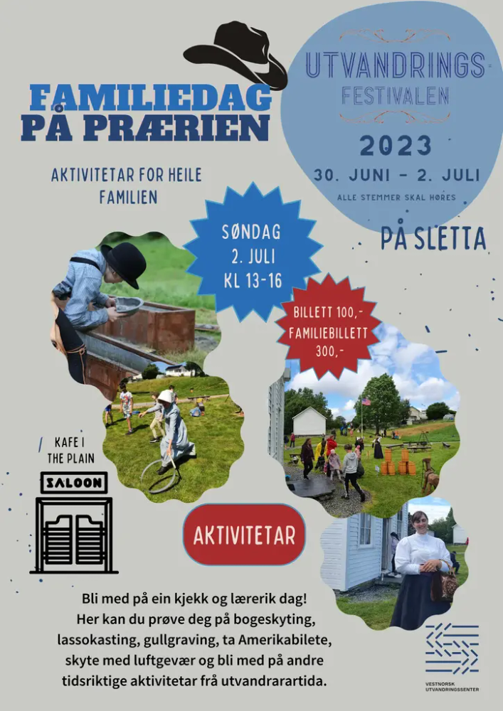 Festivalplakat med program Familiedag på Prærien