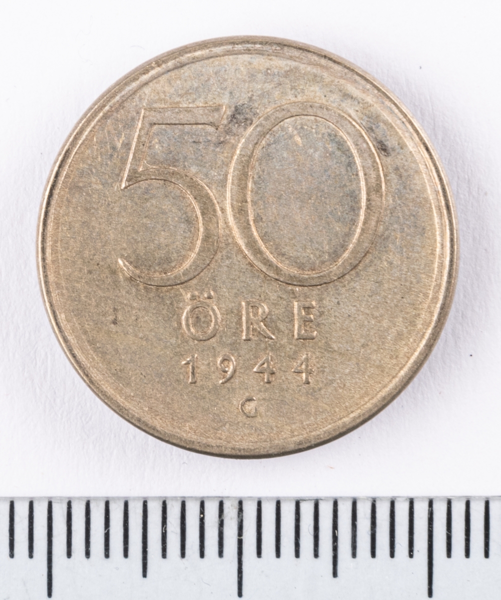 Mynt, Sverige, 50 öre, 1944.