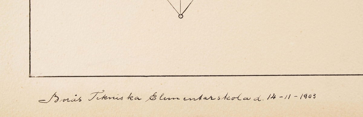 Ritning av ett "Koniskt kugghjul", av ingenjör Sven Sjölin, Borås, år 1903.

Fem bilder av ett kugghjul från olika perspektiv.

Längst upp till höger, handskrivet: Bl. 16.

Längst ner till vänster, Borås Tekniska Elementarskola d. 14-11-1903.

Längst ner till höger, handskriven signatur: "Sven Sjölin".