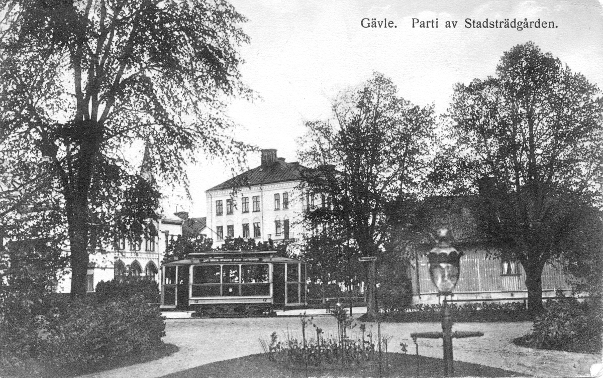 Gävle. Parti av Stadsträdgården. Skickat år 1918