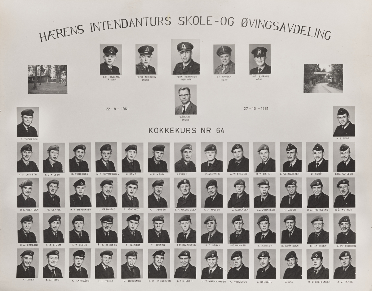 Militære årsfoto. Hærens Intendanturs Skole- og Øvingsavdeling. Kokkekurs nr-64, Jessheim 1961
