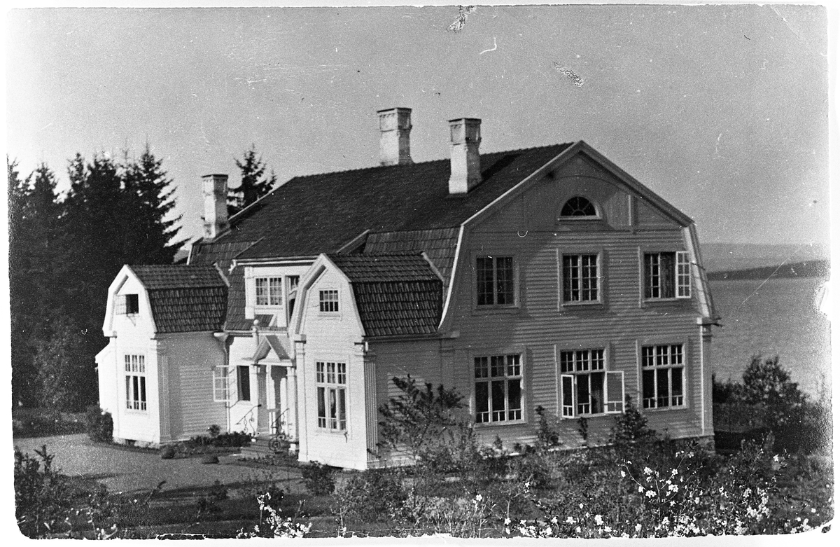 Da fotografen av dette bildet 23/6-1902 giftet seg med Ingeborg Rogneby, ble denne villaen bygd. Den er tegnet av samme arkitekt som Lier på Kapp. Fotografens navn er Gustav Mikkelsen, og stedet er Grimsrud på Kapp, Østre Toten, senere Granly stiftelse. Mikkelsen plantet alle frukttrær og andre trær som var der. Bryllupet, som varte i tre dager, er omtalt i Adolf Rognebys gårdshistorie.